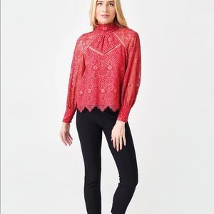 Saylor red lace long sleeve top - Size Small *NWT*